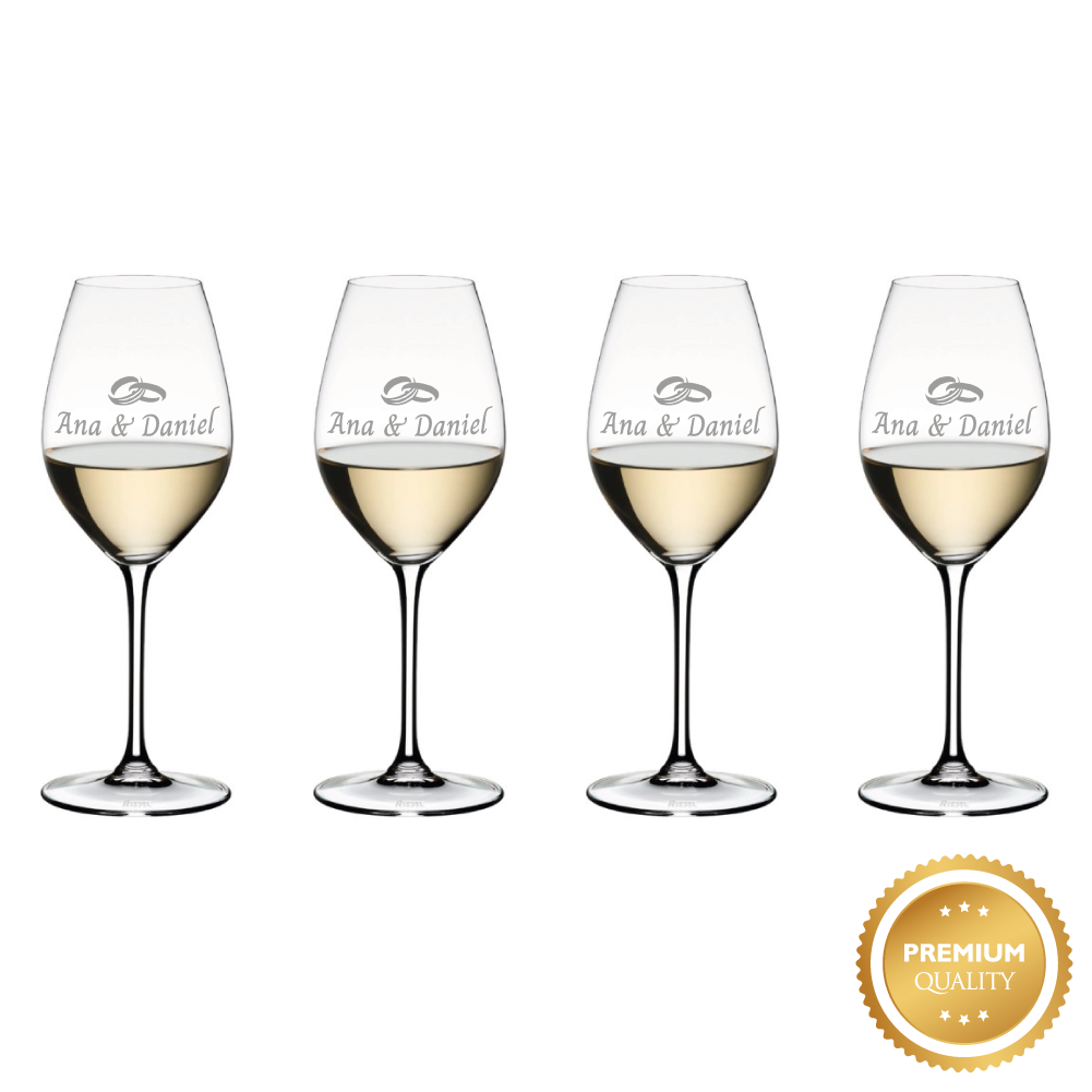 Pack de 4 copas Riedel personalizadas para vino blanco/cava – Copas Grabadas